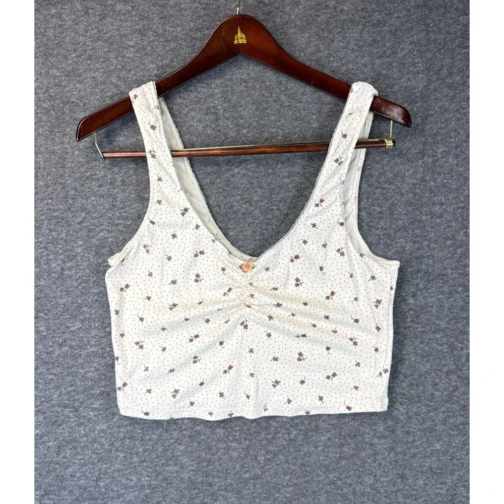 Free People Intimately Pajama Set Size L Floral Pointelle Cami & Pants Sleepover
